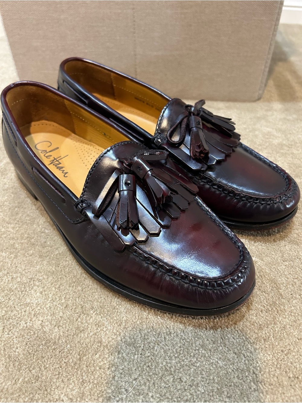 Cole Haan Men's Burgundy Leather Tassel Moccasins Size 8.5 D